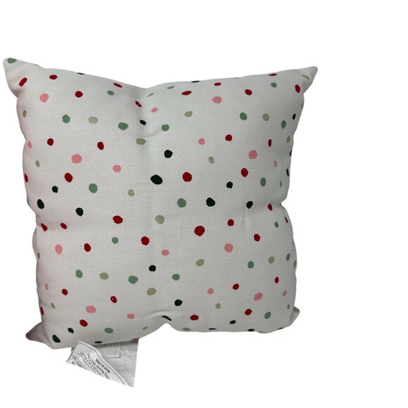 Christmas Throw Pillows Set of 2 Merry Bright Tree 14x14 Holiday Decor Pom Poms - Picture 7 of 11